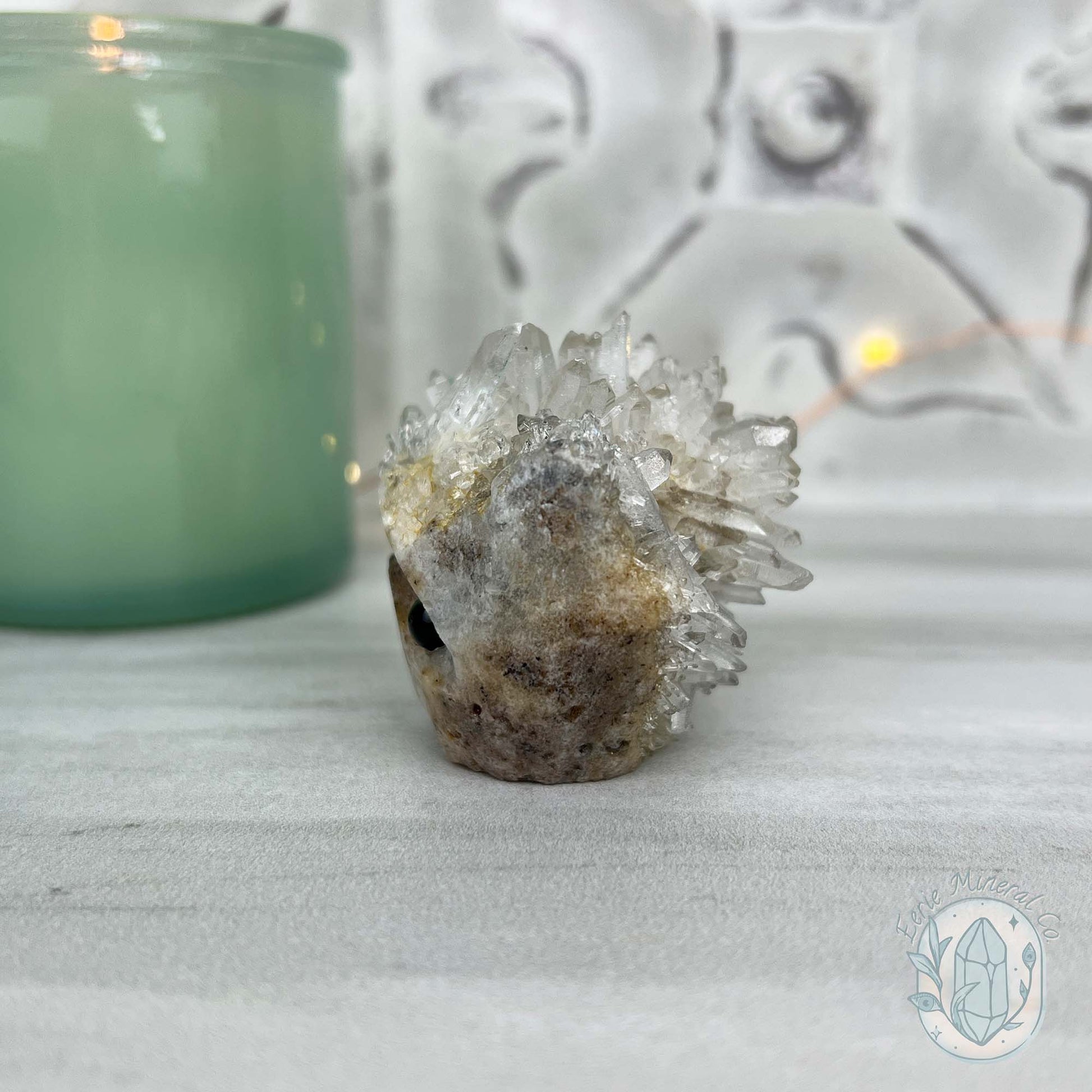 Clear Quartz Crystal Cluster Pet Rock Carving