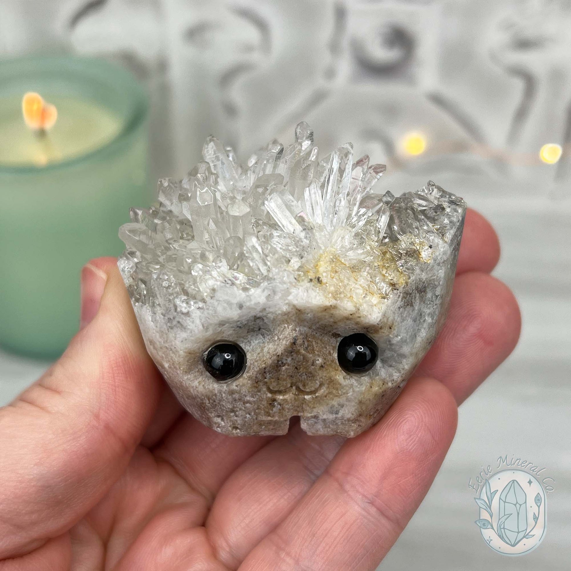 Clear Quartz Crystal Cluster Pet Rock Carving