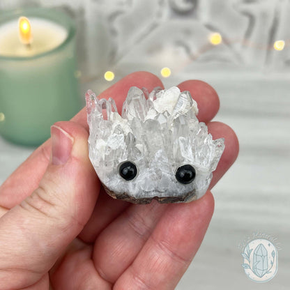 Clear Quartz Crystal Cluster Pet Rock Carving