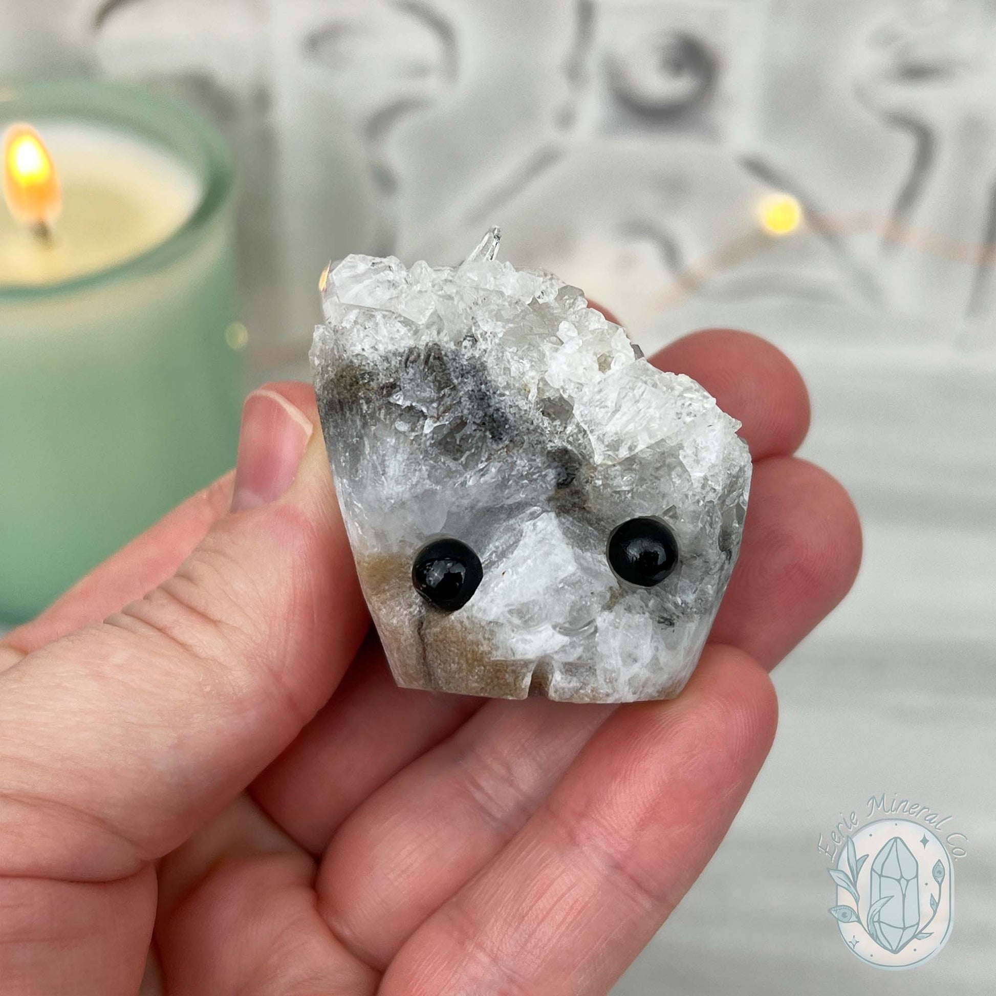 Clear Quartz Crystal Cluster Pet Rock Carving