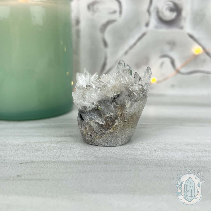 Clear Quartz Crystal Cluster Pet Rock Carving