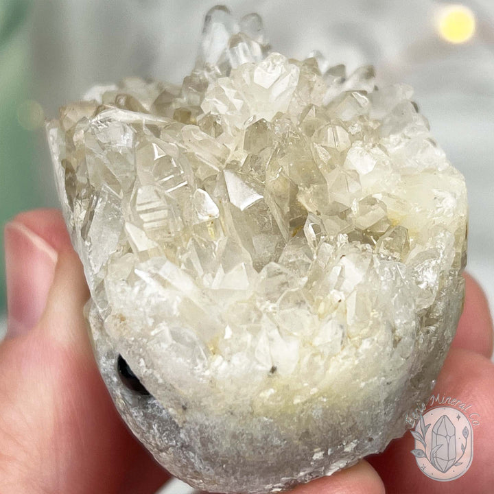 Clear Quartz Crystal Cluster Pet Rock Carving