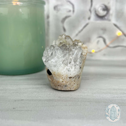 Clear Quartz Crystal Cluster Pet Rock Carving