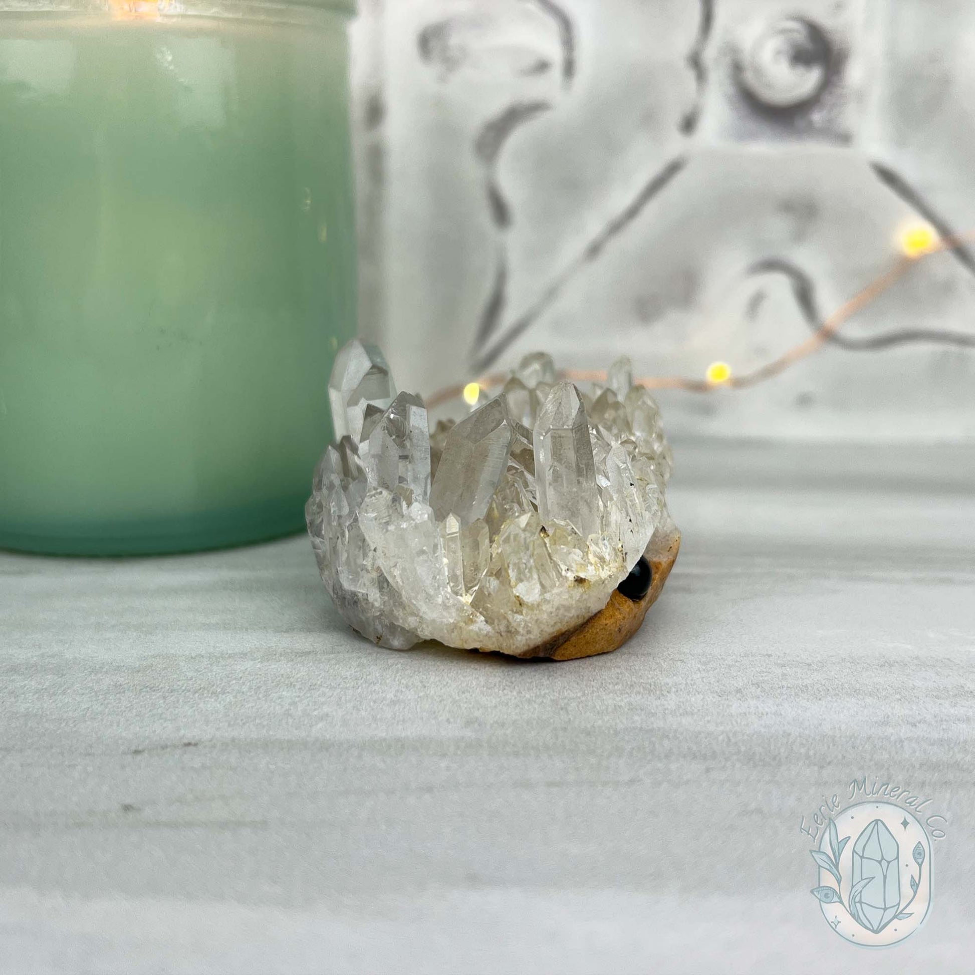 Clear Quartz Crystal Cluster Pet Rock Carving
