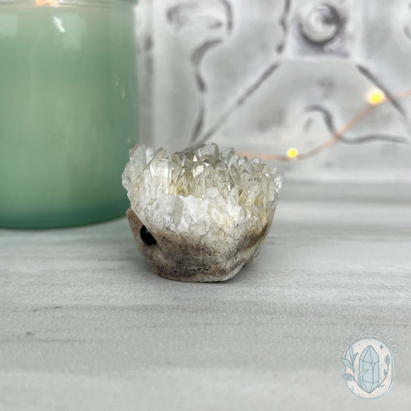 Clear Quartz Crystal Cluster Pet Rock Carving