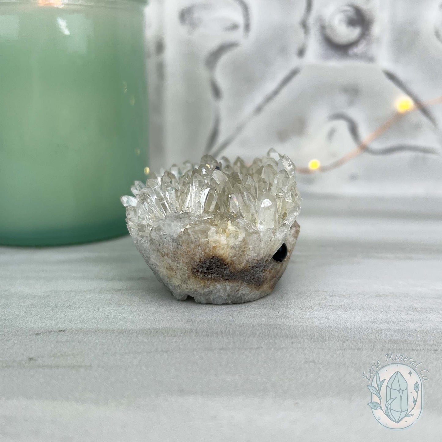Clear Quartz Crystal Cluster Pet Rock Carving