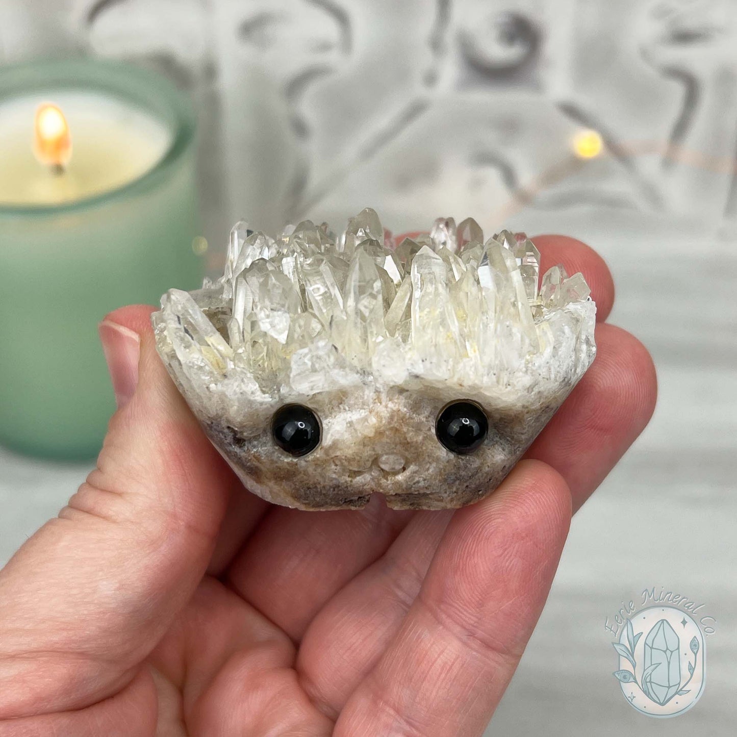 Clear Quartz Crystal Cluster Pet Rock Carving