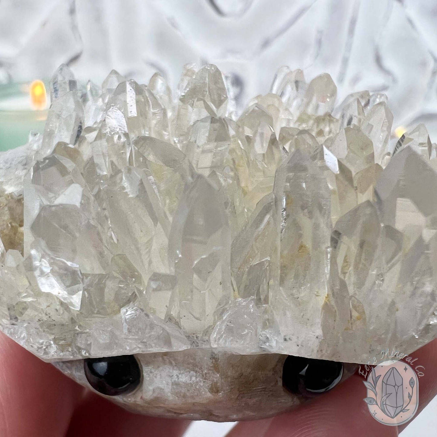 Clear Quartz Crystal Cluster Pet Rock Carving