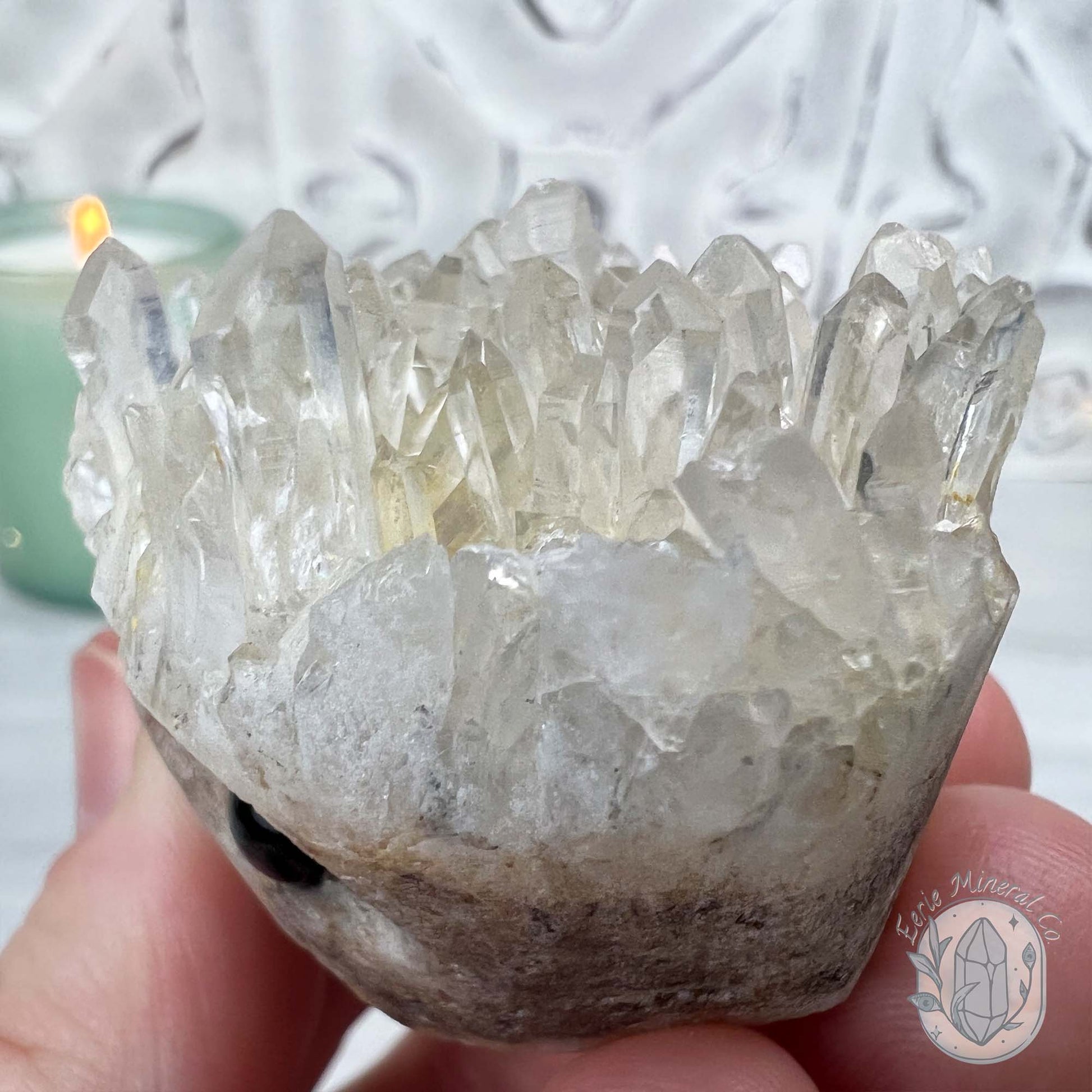 Clear Quartz Crystal Cluster Pet Rock Carving