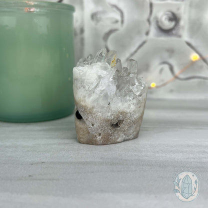 Clear Quartz Crystal Cluster Pet Rock Carving