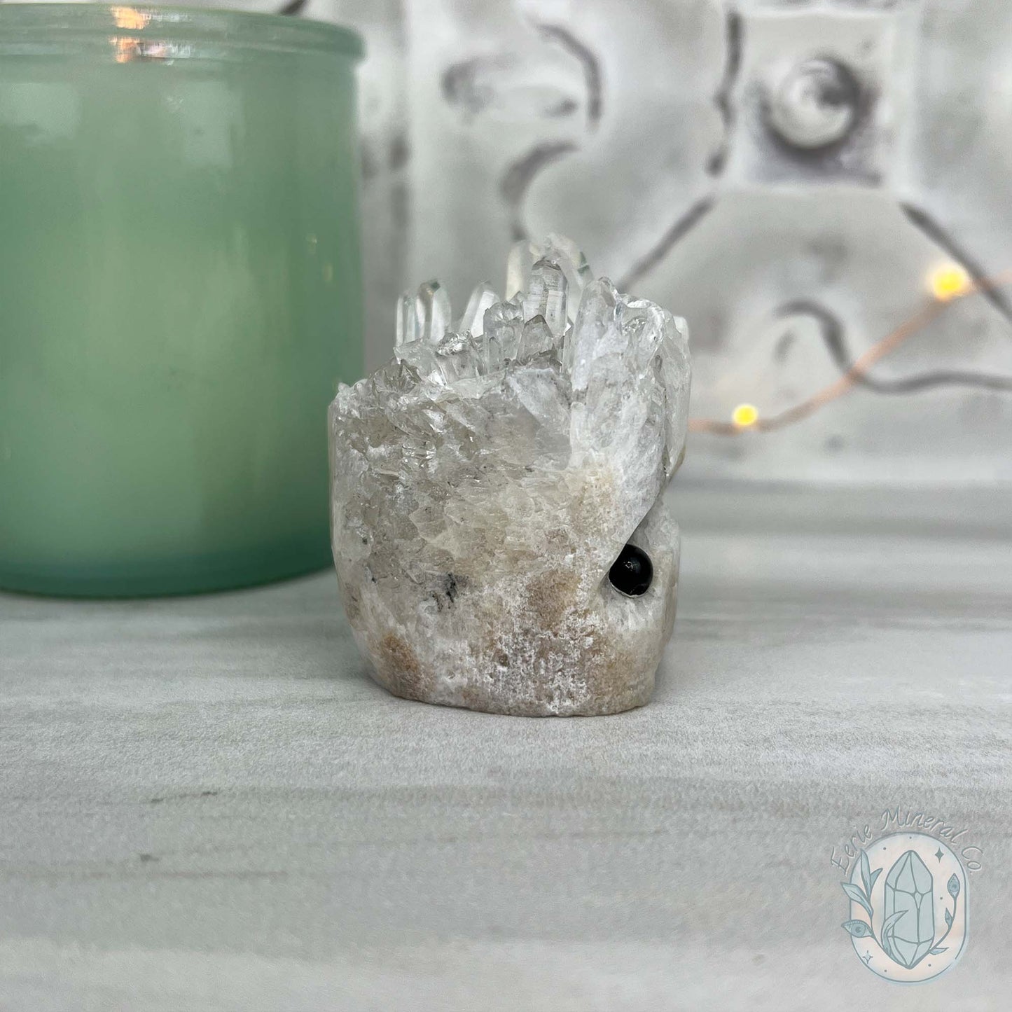 Clear Quartz Crystal Cluster Pet Rock Carving