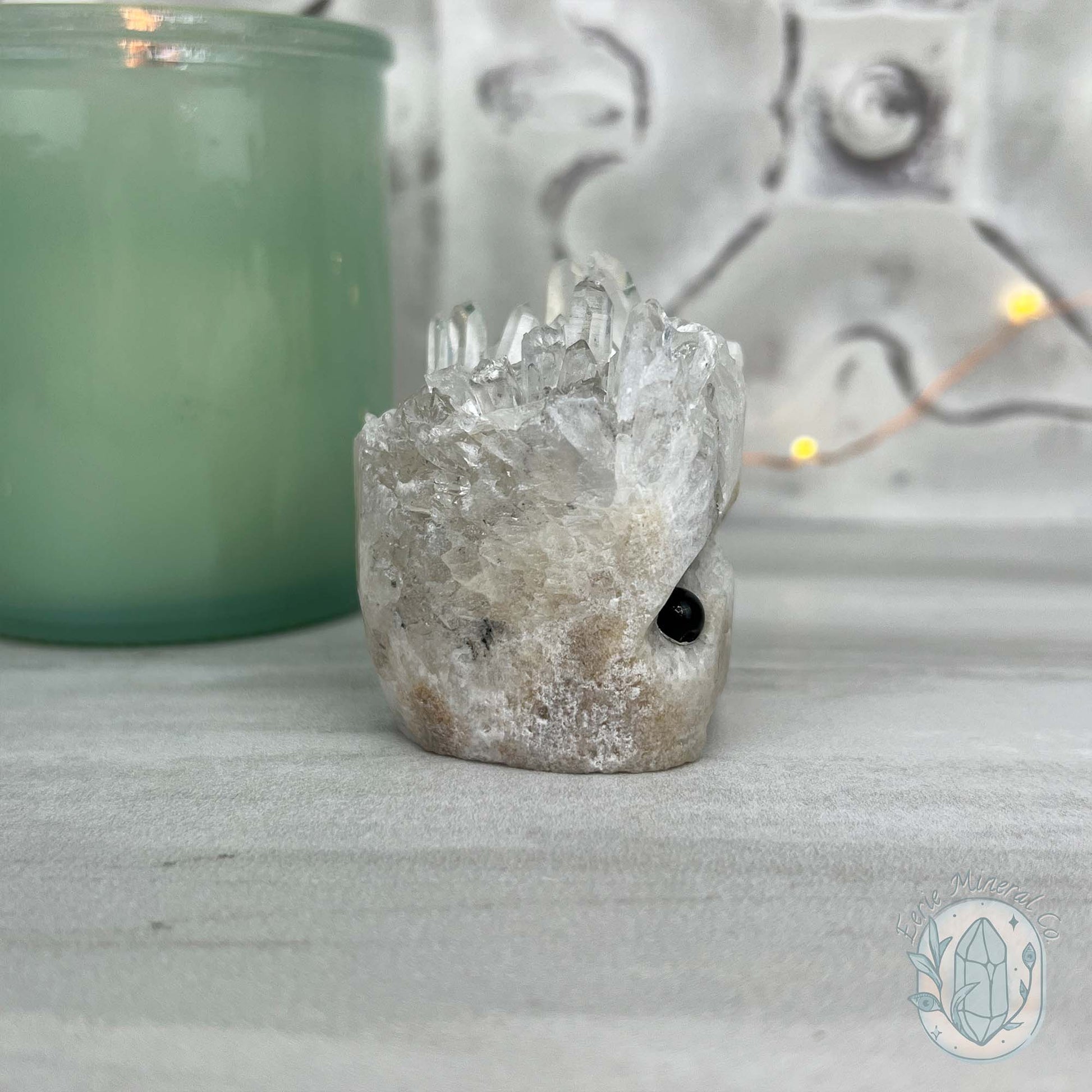 Clear Quartz Crystal Cluster Pet Rock Carving
