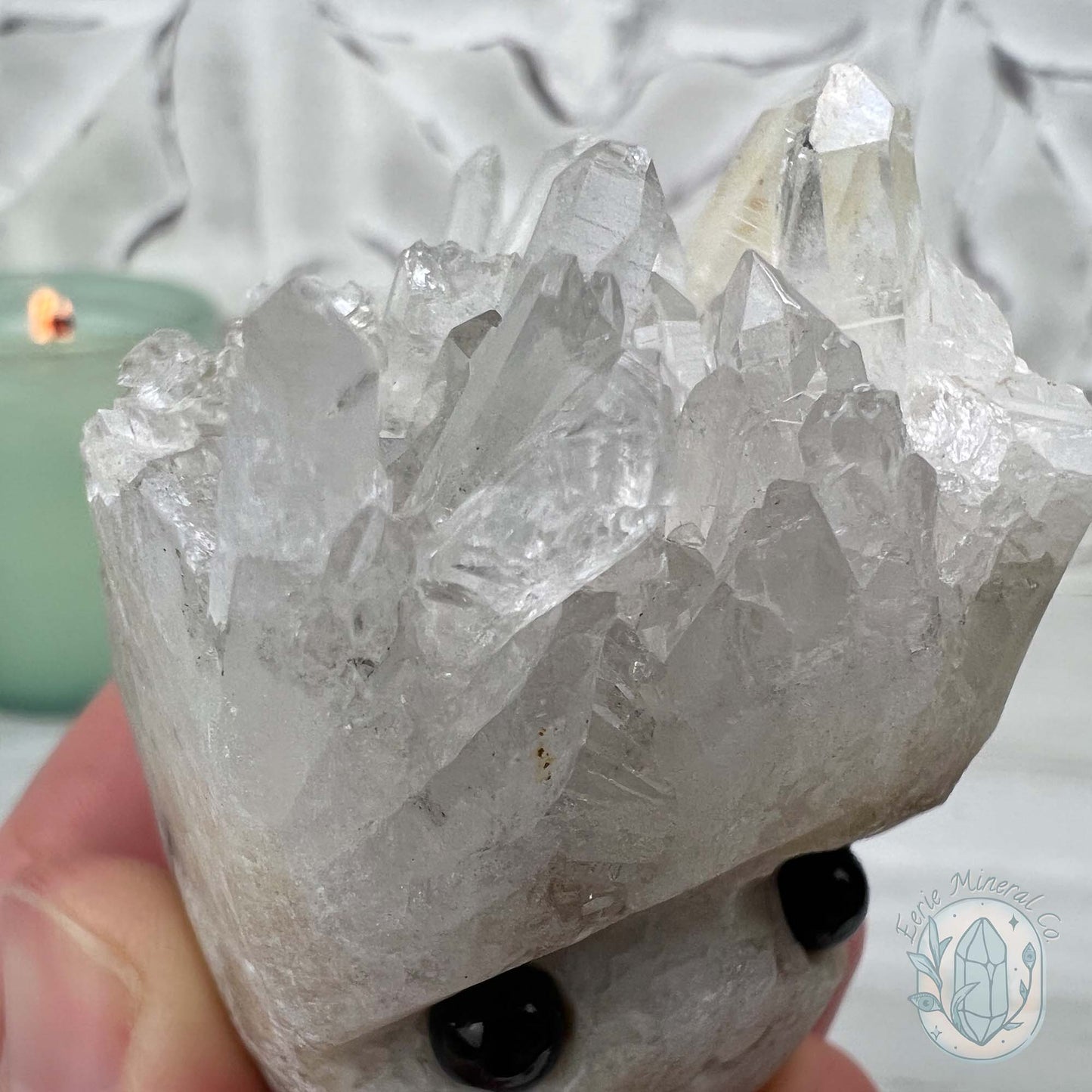 Clear Quartz Crystal Cluster Pet Rock Carving