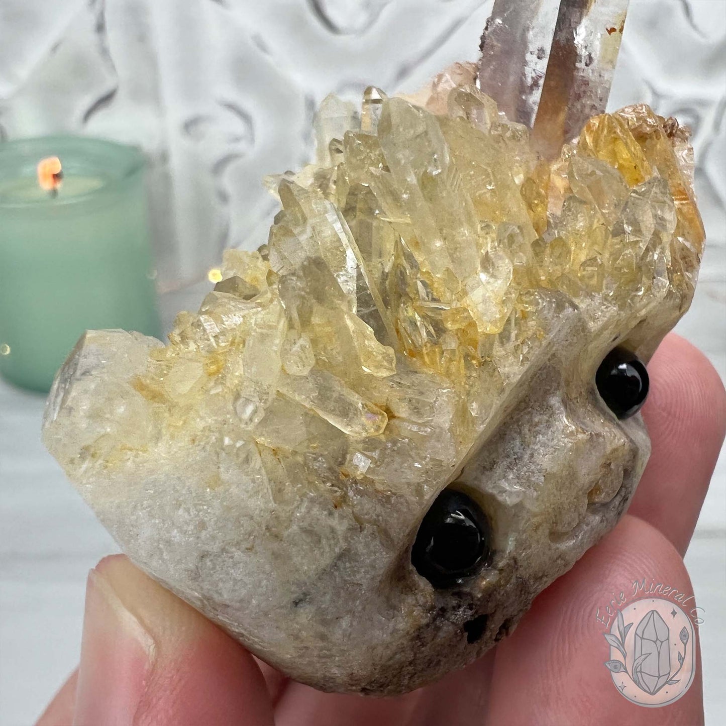 Clear Quartz Crystal Cluster Pet Rock Carving