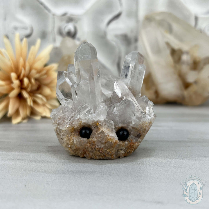 Clear Quartz Crystal Cluster Hedgehog Carving Specimen