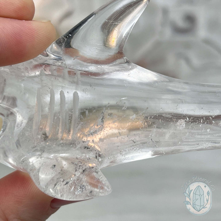 Polished Clear Quartz Great White Shark Carving