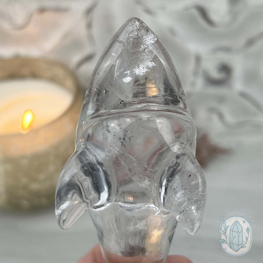 Polished Clear Quartz Great White Shark Carving