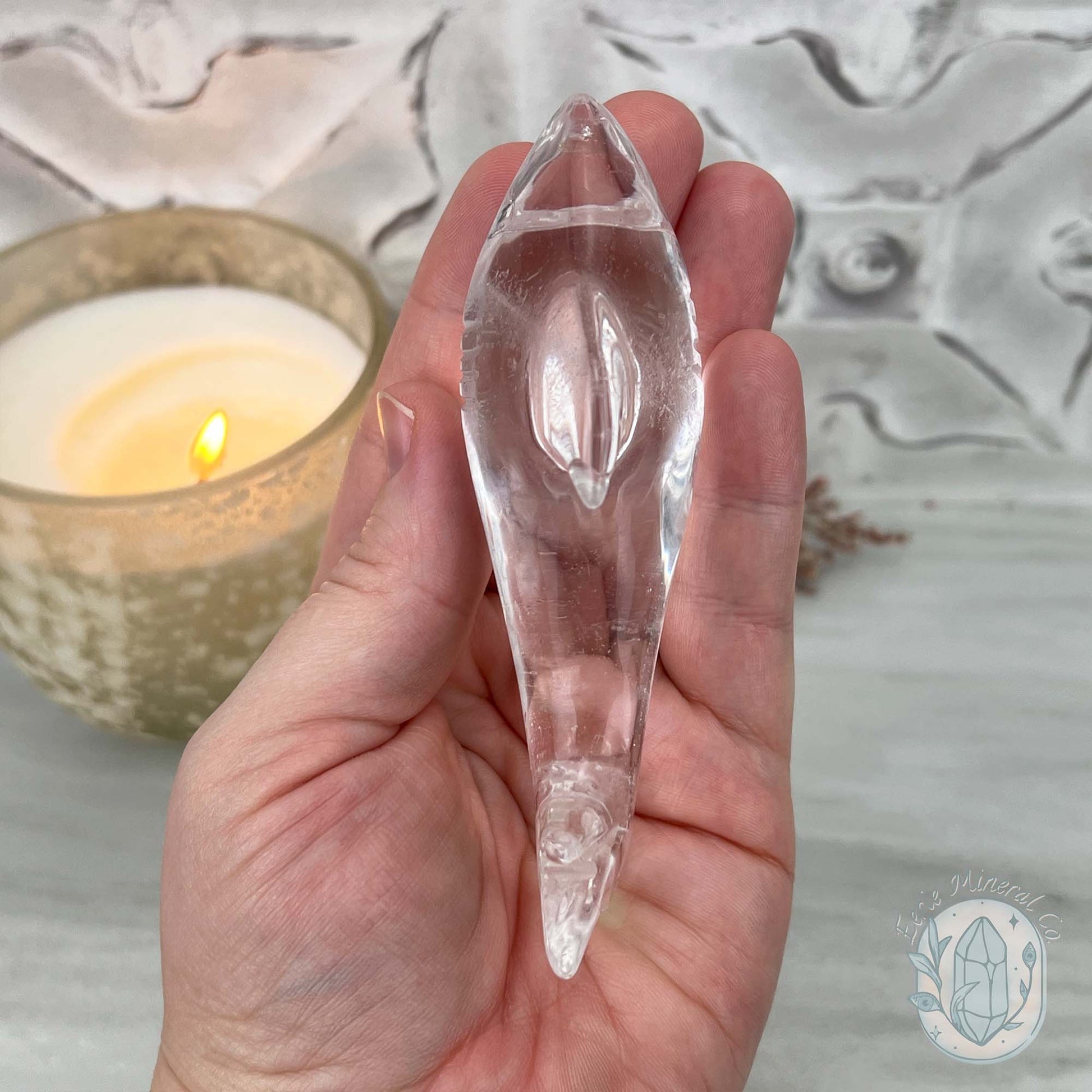 Polished Clear Quartz Great White Shark Carving