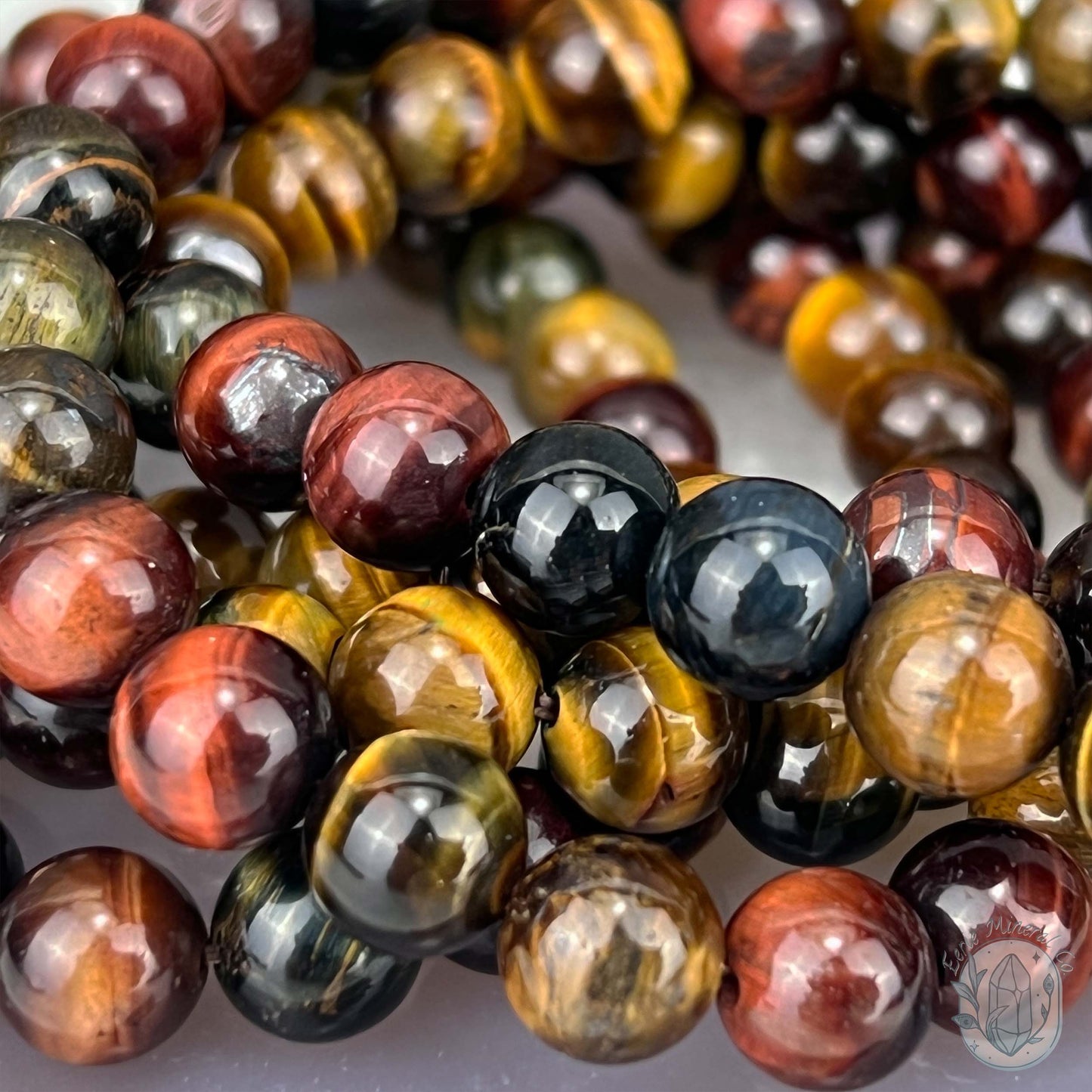 Polished Colorful Tiger Eye Beaded Stretch Bracelet