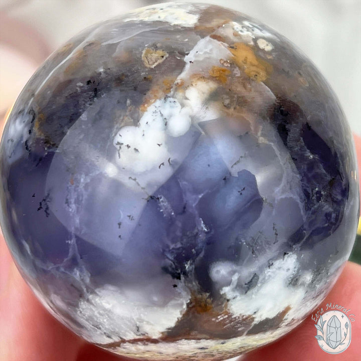 49mm Purple and White Dendritic Chalcedony Sphere