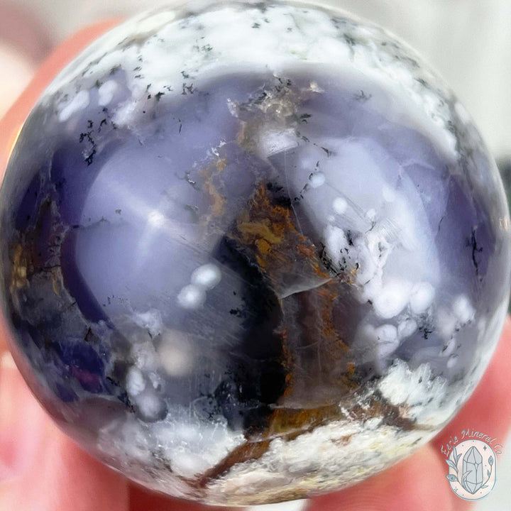 49mm Purple and White Dendritic Chalcedony Sphere