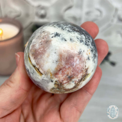 56mm Purple and White Dendritic Chalcedony Sphere