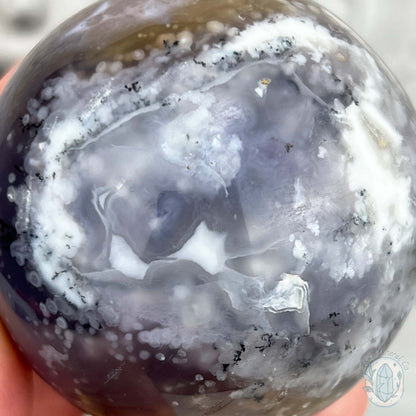 56mm Purple and White Dendritic Chalcedony Sphere