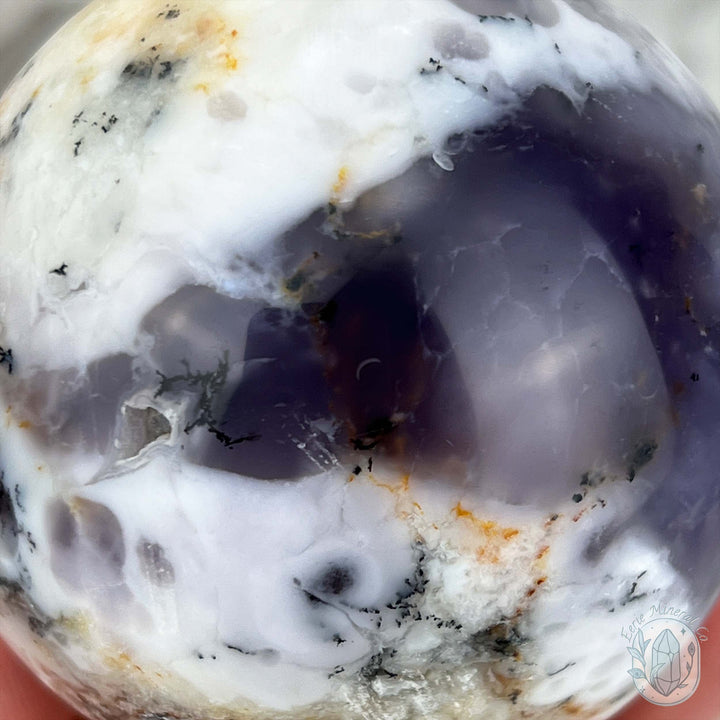 60mm Purple and White Dendritic Chalcedony Sphere