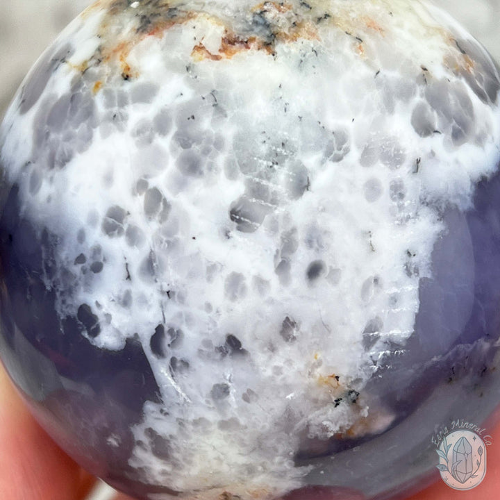 60mm Purple and White Dendritic Chalcedony Sphere