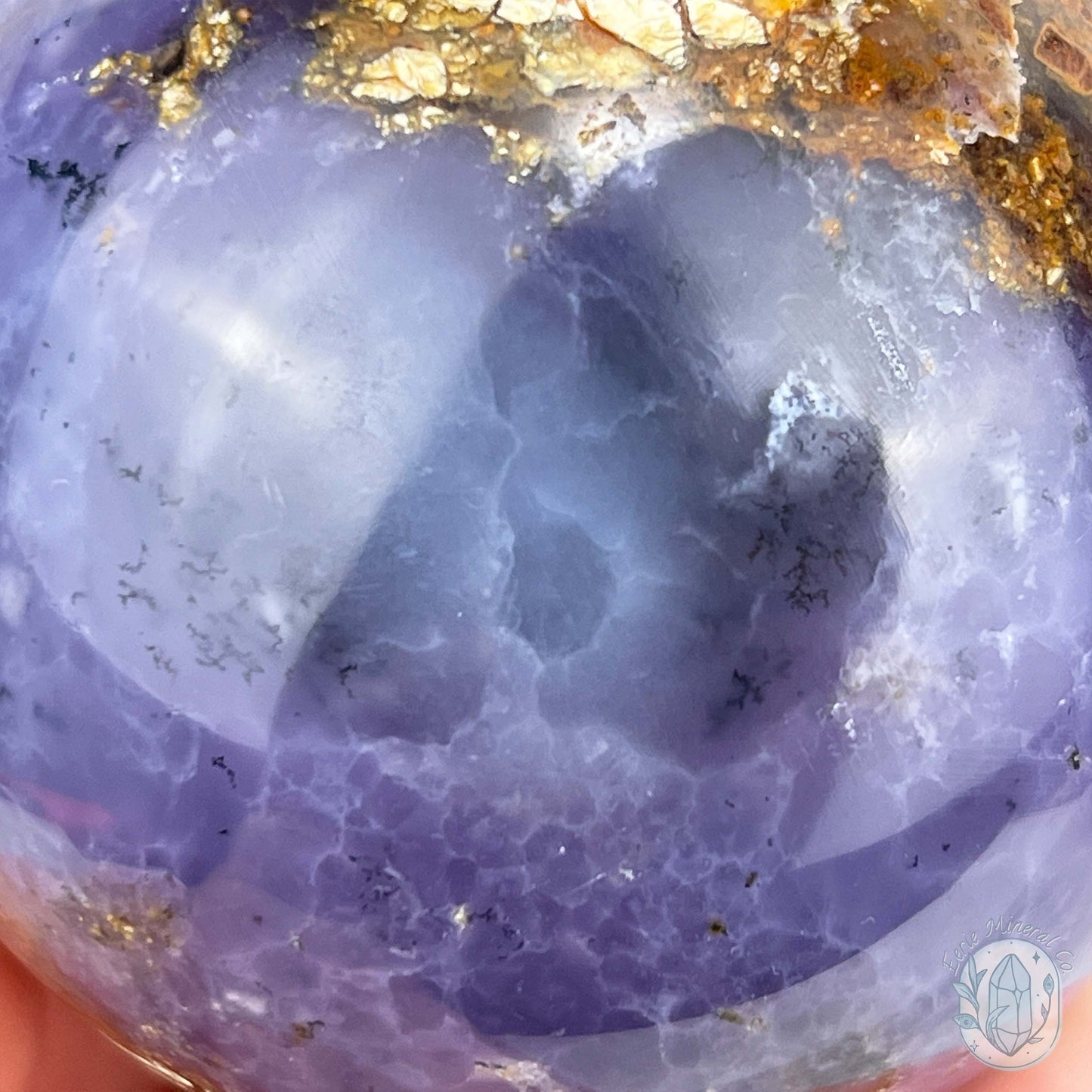 70mm Purple and White Dendritic Chalcedony Sphere