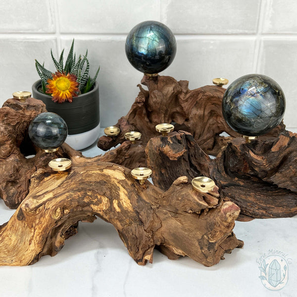 Natural Driftwood 4 Sphere Holder Stand