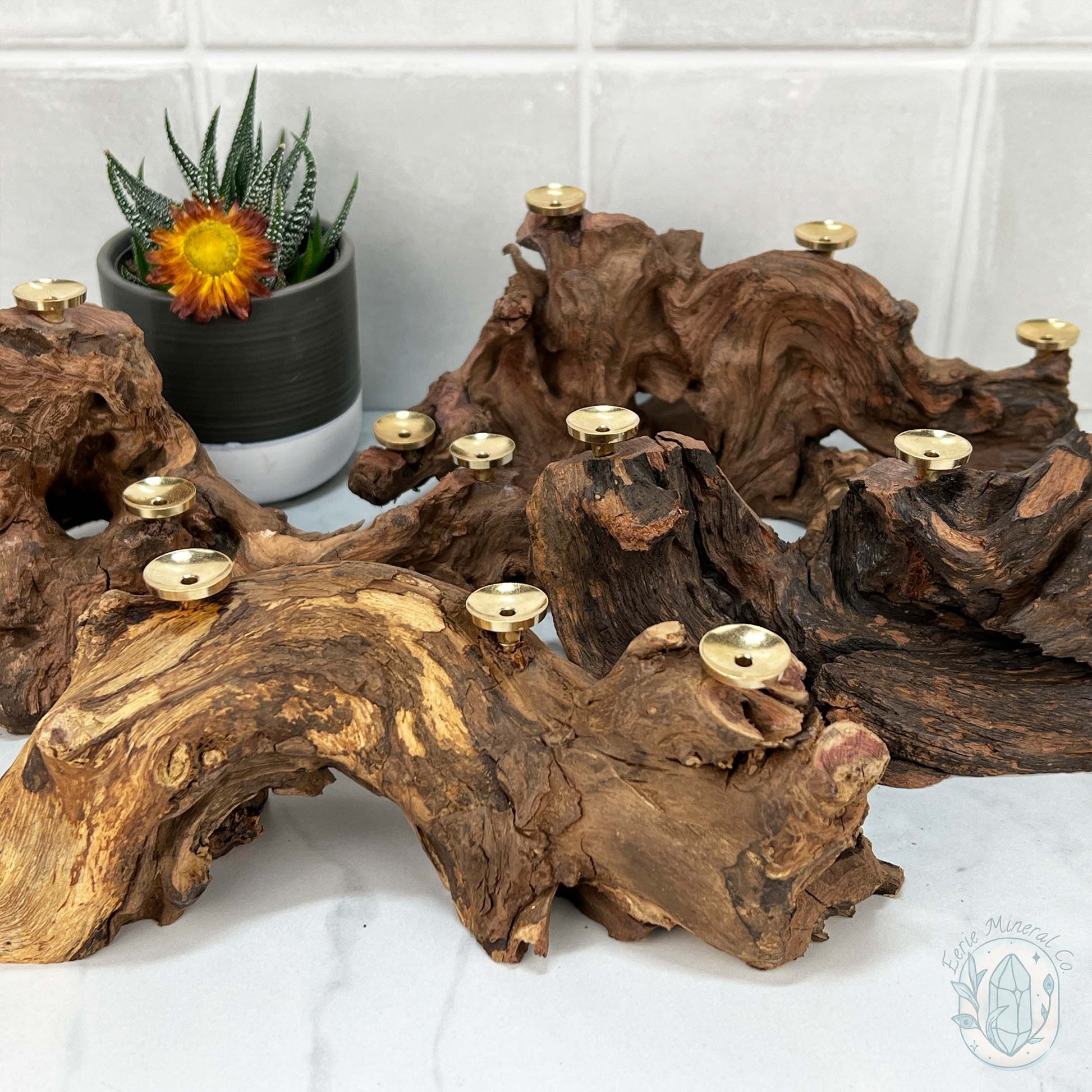 Natural Driftwood 4 Sphere Holder Stand