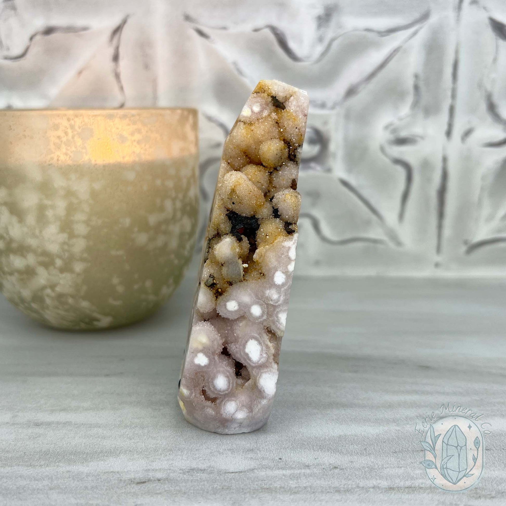 Pink Flower Agate Hedgehog Carving Specimen