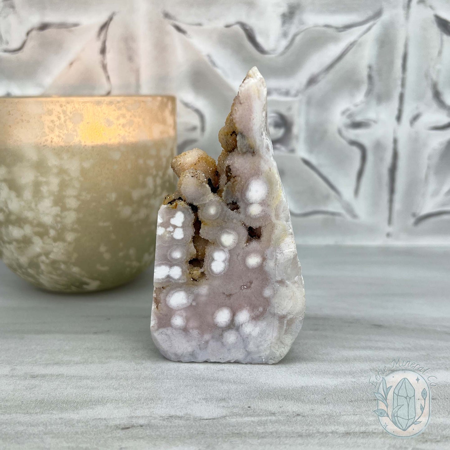 Pink Flower Agate Hedgehog Carving Specimen
