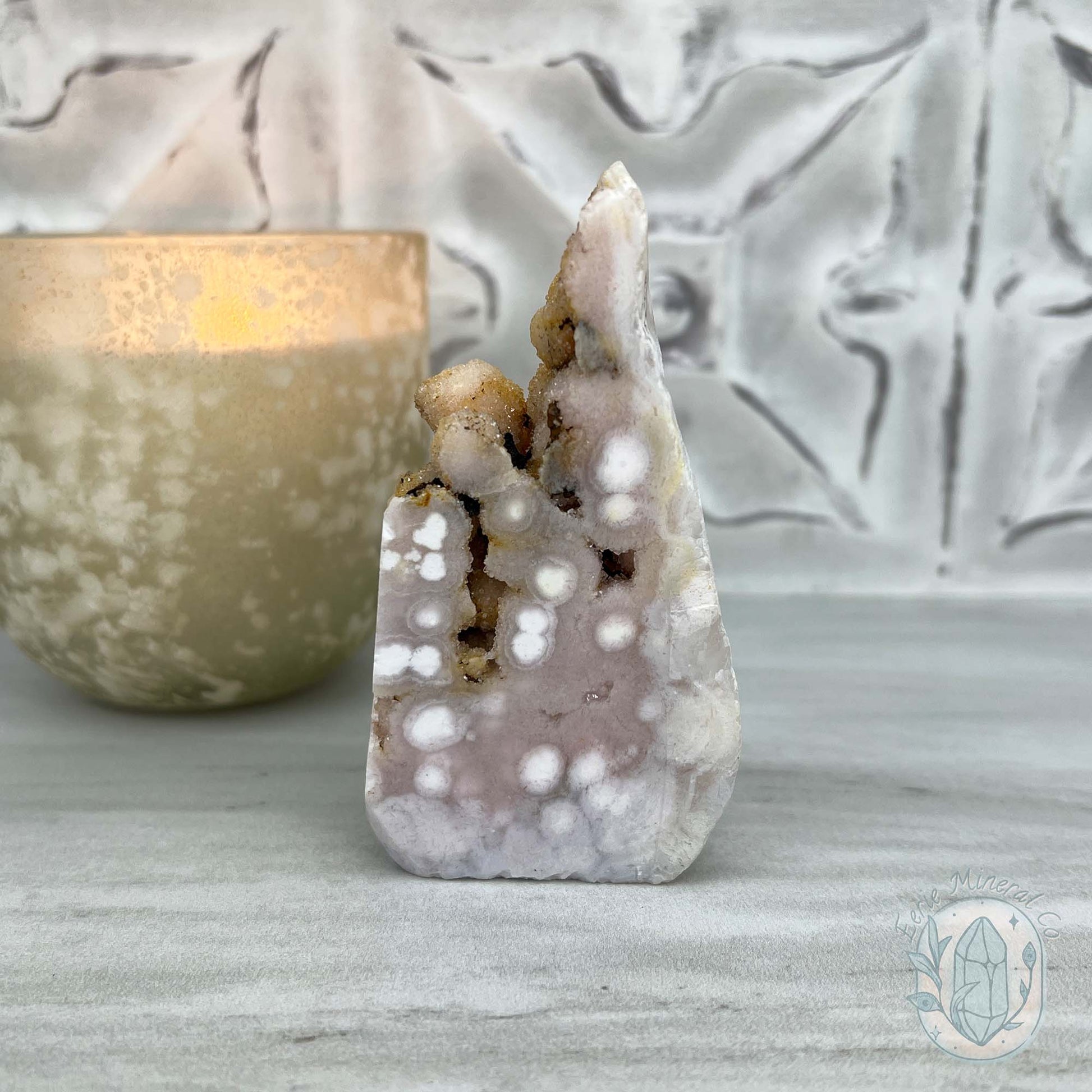 Pink Flower Agate Hedgehog Carving Specimen