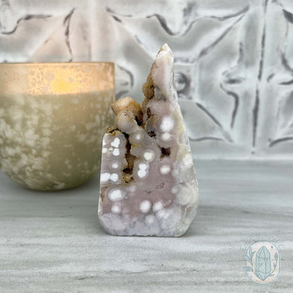 Pink Flower Agate Hedgehog Carving Specimen