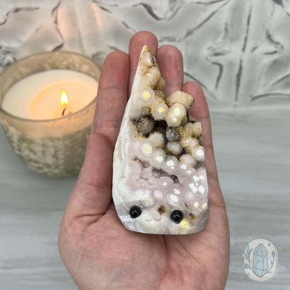 Pink Flower Agate Hedgehog Carving Specimen