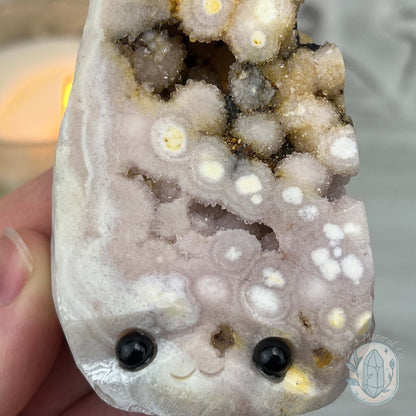 Pink Flower Agate Hedgehog Carving Specimen