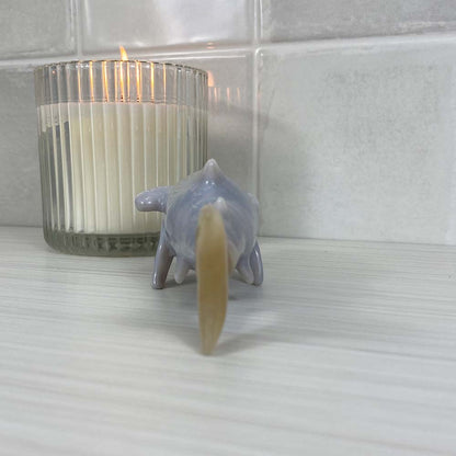 Polished Flower Agate Hammerhead Shark Carving
