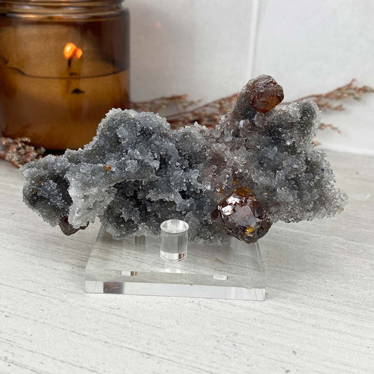Garnet on Sphalerite with Quartz Specimen