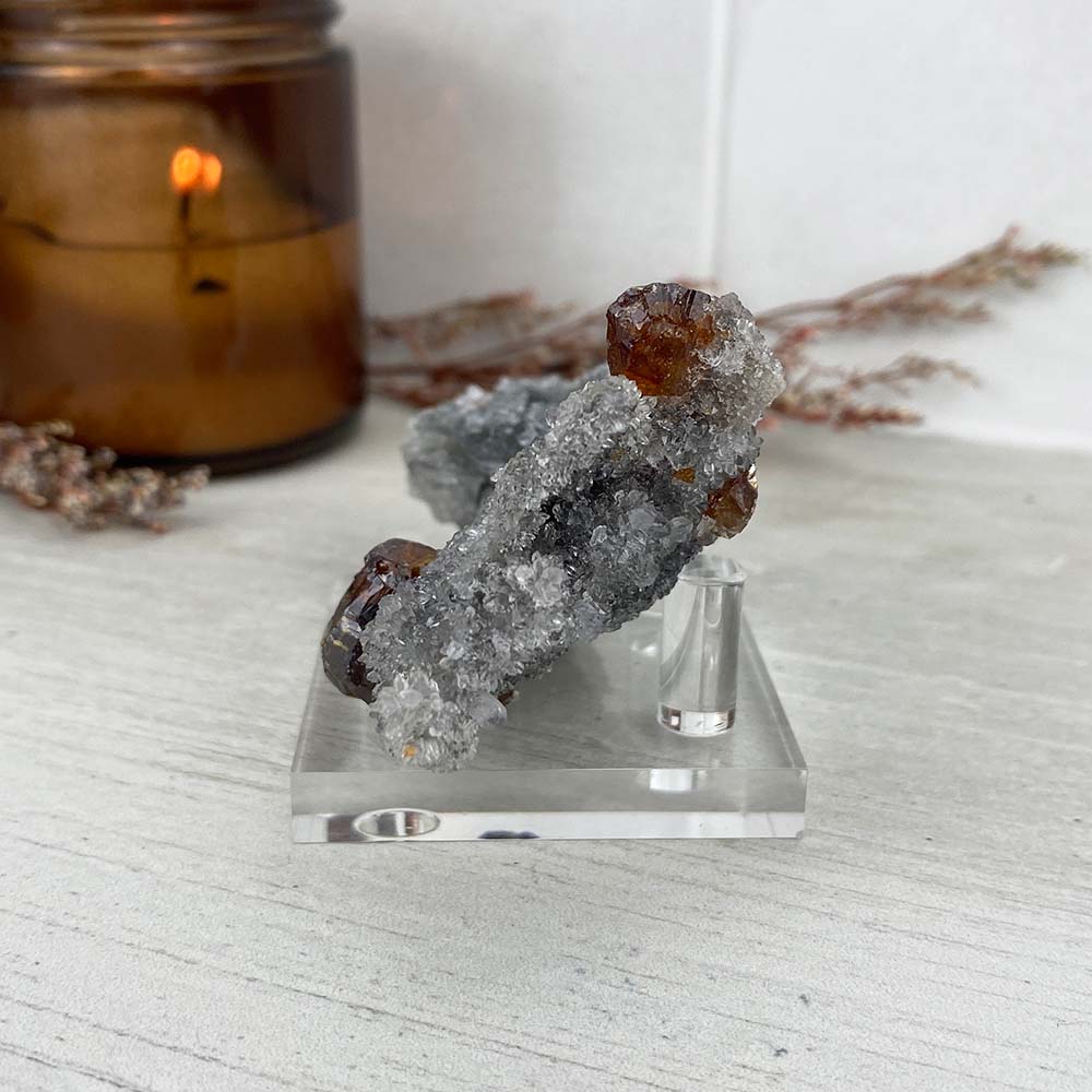 Garnet on Sphalerite with Quartz Specimen