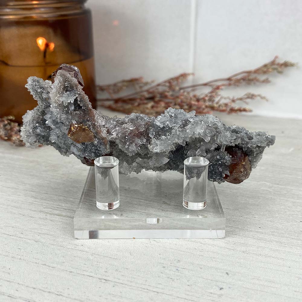 Garnet on Sphalerite with Quartz Specimen