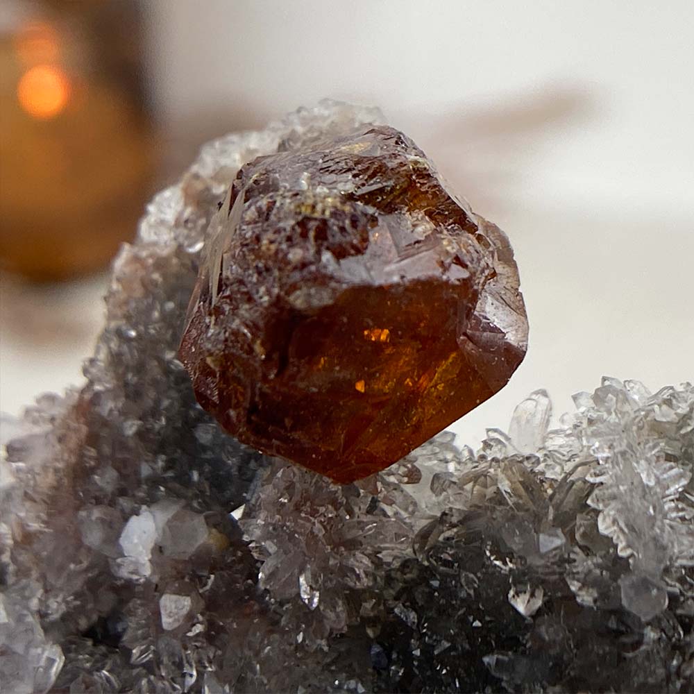 Garnet on Sphalerite with Quartz Specimen
