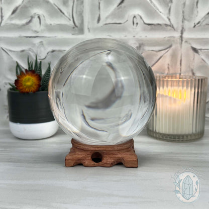 130mm Clear Glass Crystal Ball Sphere with Stand