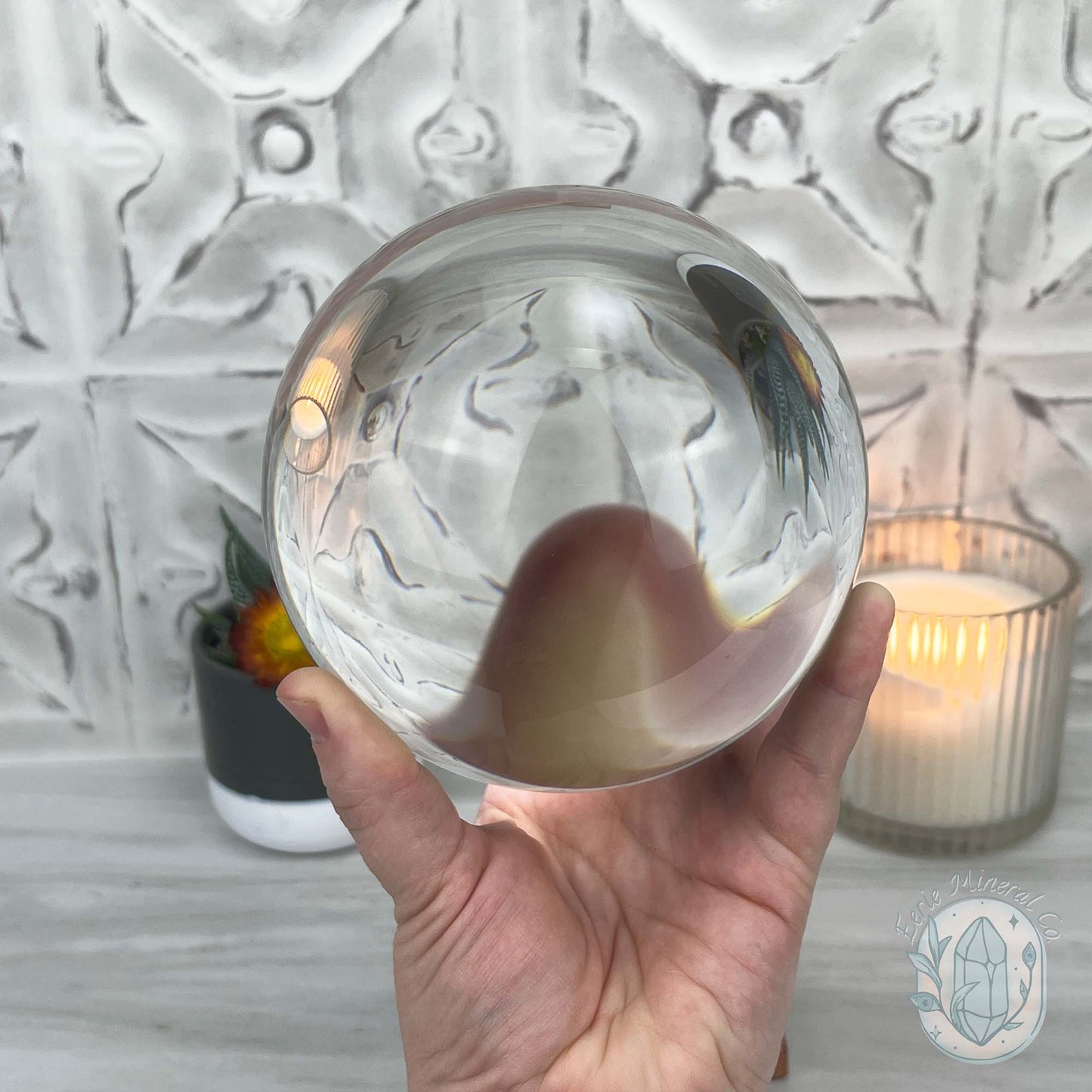 130mm Clear Glass Crystal Ball Sphere with Stand