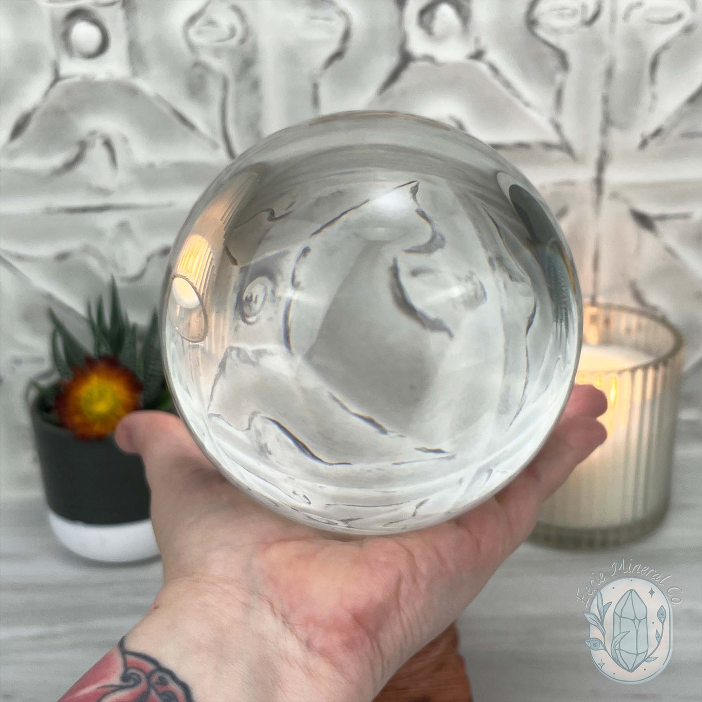 130mm Clear Glass Crystal Ball Sphere with Stand