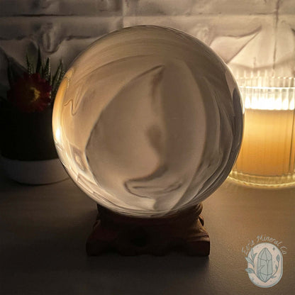 130mm Clear Glass Crystal Ball Sphere with Stand