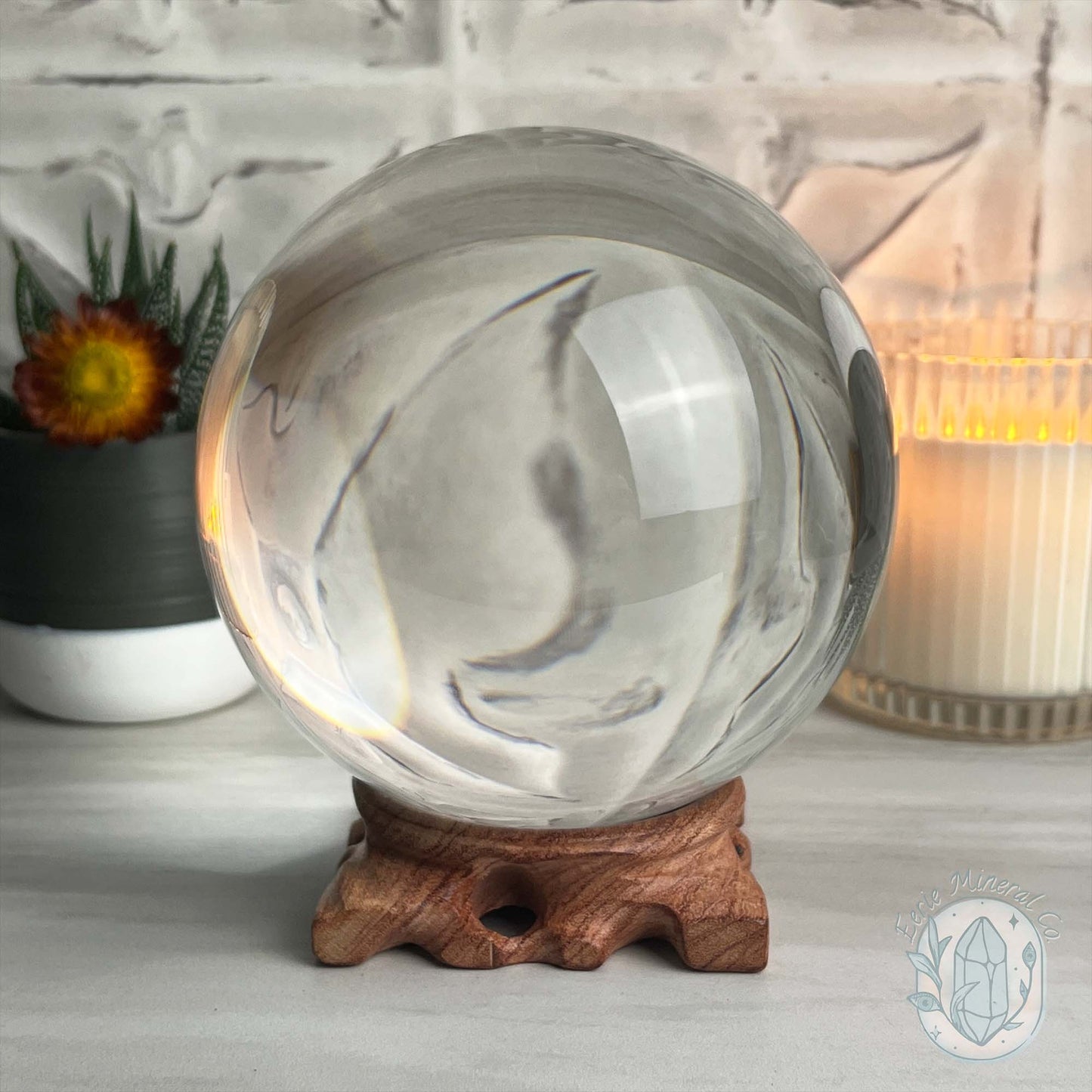 130mm Clear Glass Crystal Ball Sphere with Stand