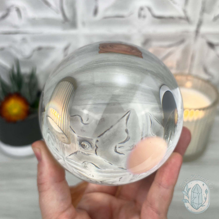 95mm Clear Glass Crystal Ball Sphere with Stand