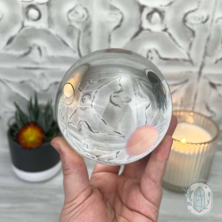 95mm Clear Glass Crystal Ball Sphere with Stand